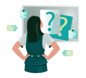 Hashtag - O que é - Ilustração de uma Mulher ponderando uma pergunta