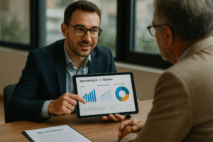 Contador explicando estratégias digitais.