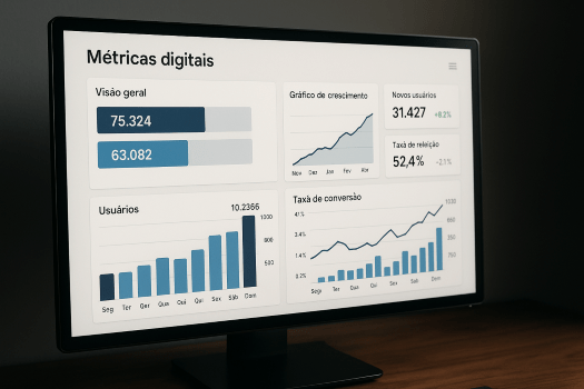 Medição de resultados digitais em escritório contábil.