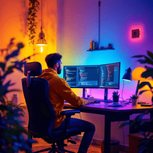 Desenvolvedor criando sites modernos para aumentar a presença digital na Black Friday