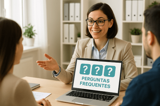 Contador responde dúvidas sobre Google Meu Negócio em seu escritório.