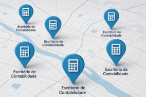 Mapa com localizações de escritórios de contabilidade otimizados no Google.