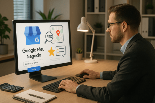 Contador ajusta perfil do Google Meu Negócio com foco em otimização e avaliações positivas.